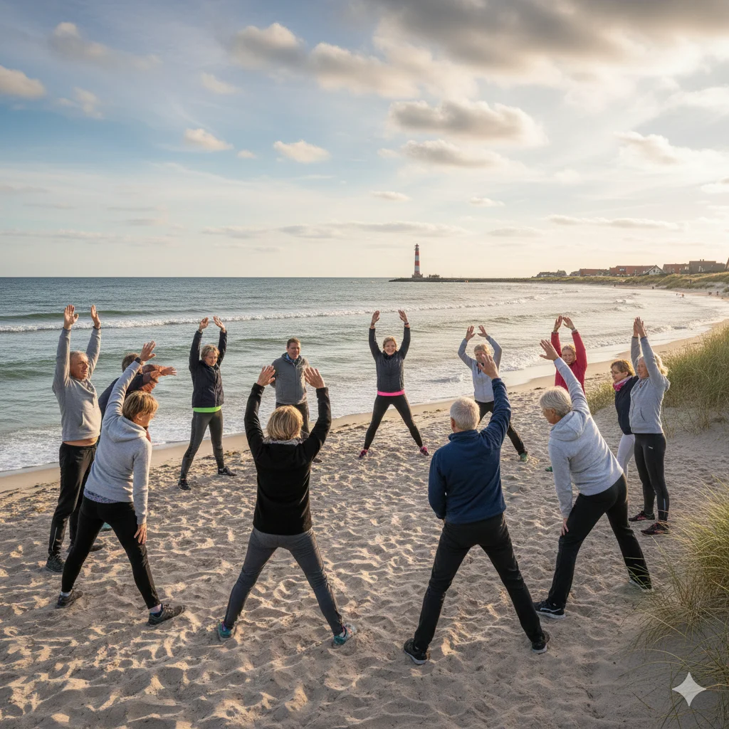 Ostsee Dierhagen (Darß): Fitbleiben im Beruf (und in der Rente) - Ernährung, Bewegung, Stressprävention und Yoga als Säulen deiner Gesundheit. Wandern am Strand im Goldenen Herbst Bild 1