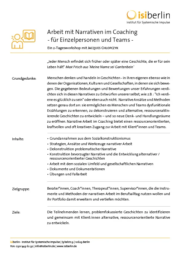“Narrative Arbeit im Coaching (Einzel und Teams)” Bild 1
