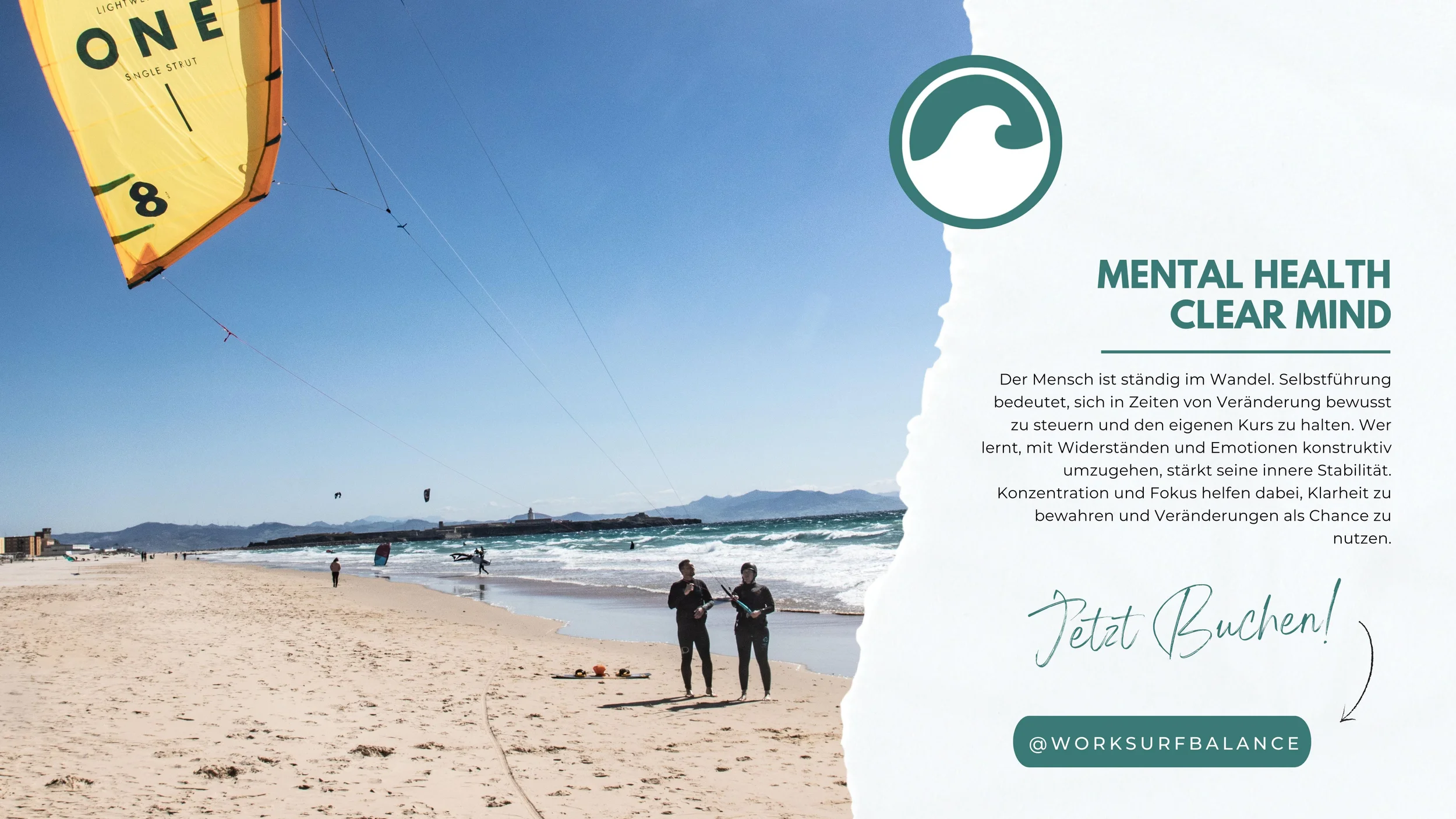 Mental Health Clear Mind: Gesundheit als berufliche Schlüsselkompetenz + opt. 6 ÜN + Kitekurs / Kitesurfen in Tarifa, Spanien  Bild 1